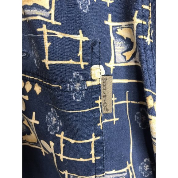 Woolrich Men's 2XL Blue Short Sleeve Button Shirt Fishing Fish Print - Picture 5 of 8